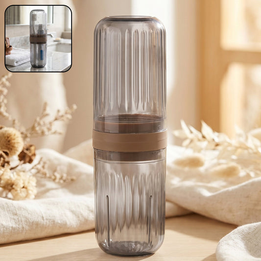 Travel Plastic Toothbrush Holder with Foldable Glass Design