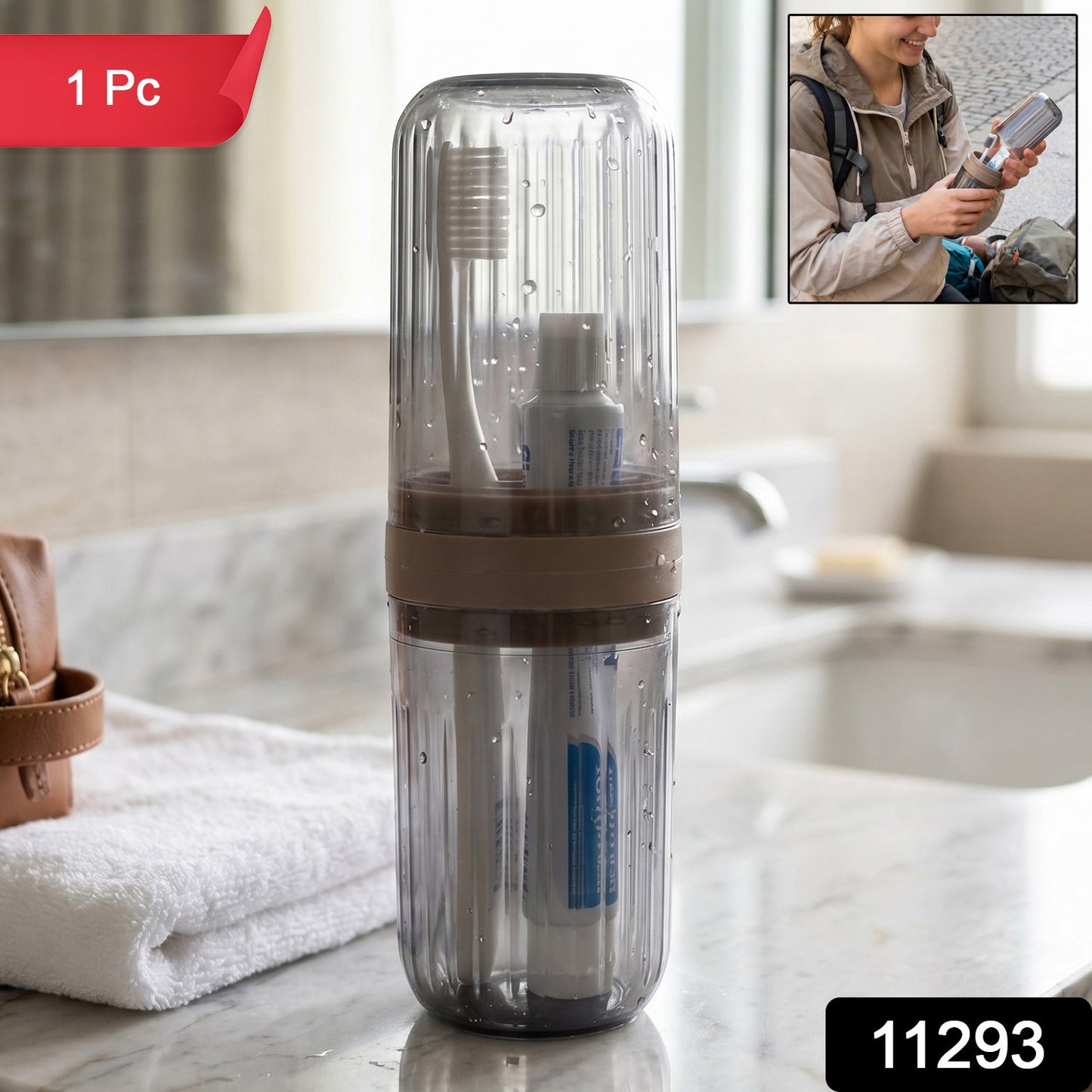 Travel Plastic Toothbrush Holder with Foldable Glass Design