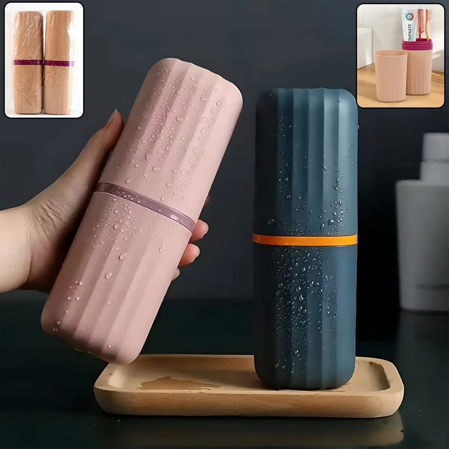 Plastic Hygienic Toothbrush Travel Portable Case (2 Pc)