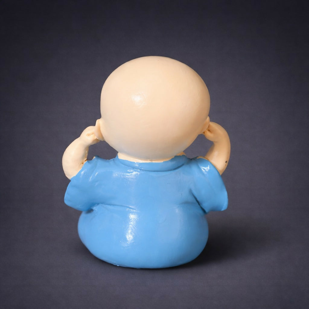 Cute Monk Covering Ears Showpiece Baby Figurine for Desk Decor