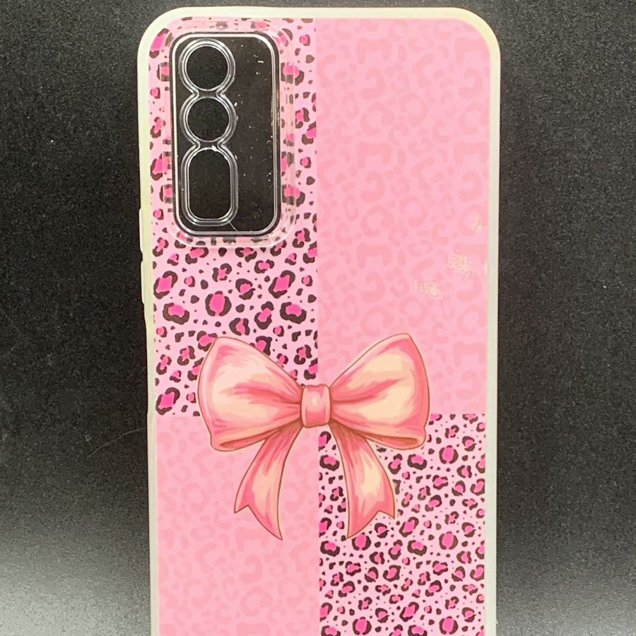 Leopard & Bow Luxury Case with Beaded Charm for Vivo, Samsung, Oppo & more.