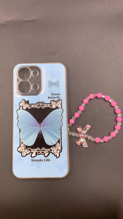 Leopard & Bow Luxury Case with Beaded Charm for Vivo, Samsung, Oppo & more.