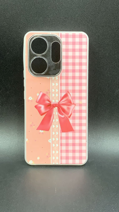 Leopard & Bow Luxury Case with Beaded Charm for Vivo, Samsung, Oppo & more.