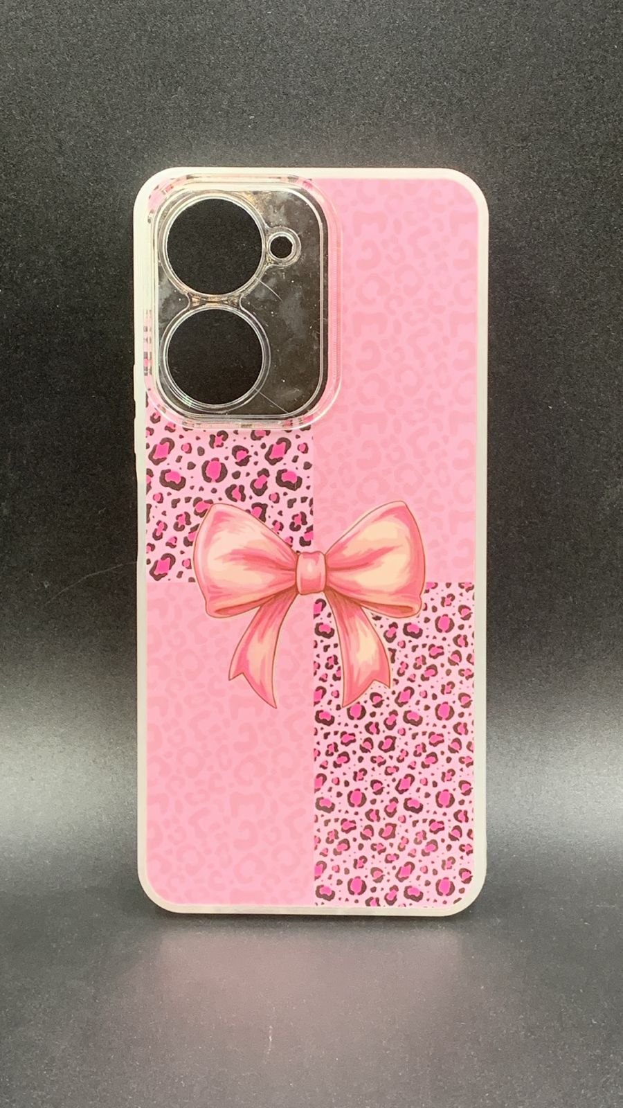 Leopard & Bow Luxury Case with Beaded Charm for Vivo, Samsung, Oppo & more.