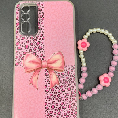 Leopard & Bow Luxury Case with Beaded Charm for Vivo, Samsung, Oppo & more.