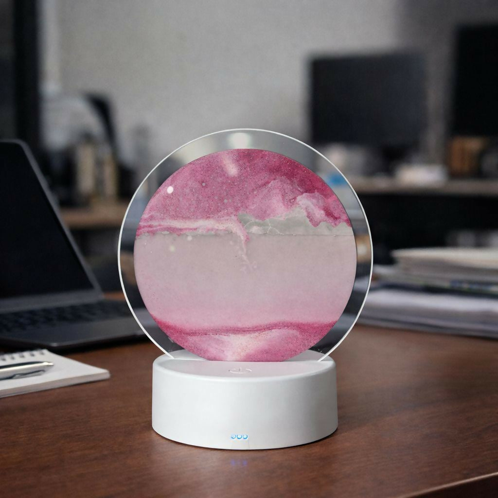 LED Round Static Pink Sand Art Lamp | Ambient Decorative Night Light Home DÃ©cor