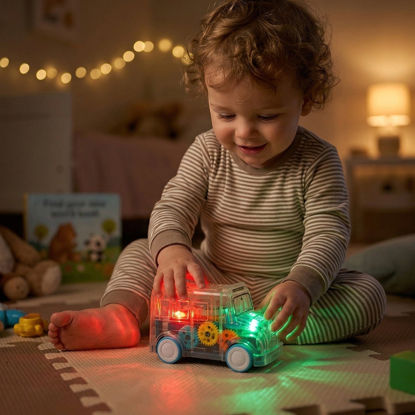 Kids Transparent Musical Light-Up School Bus Toy (1 Pc)