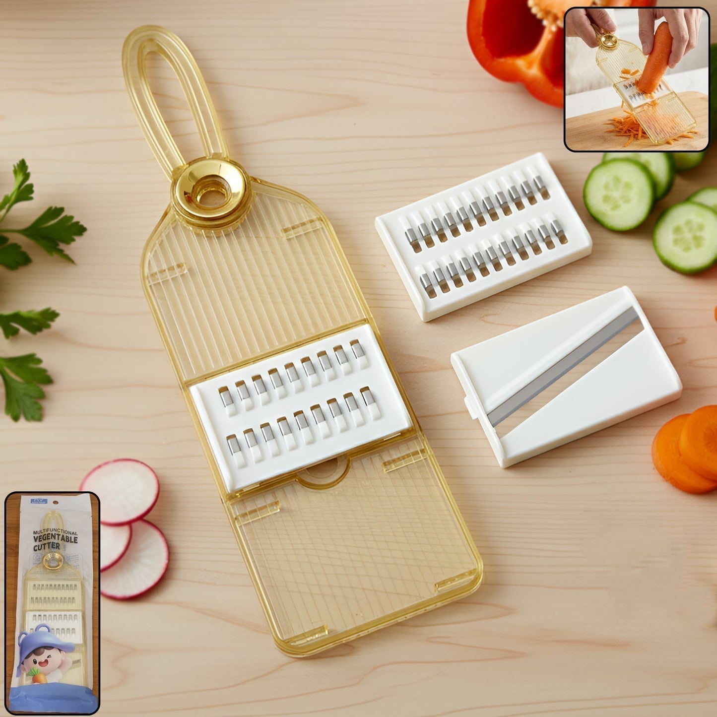 Multifunctional Vegetable Cutter Set with Interchangeable Blades