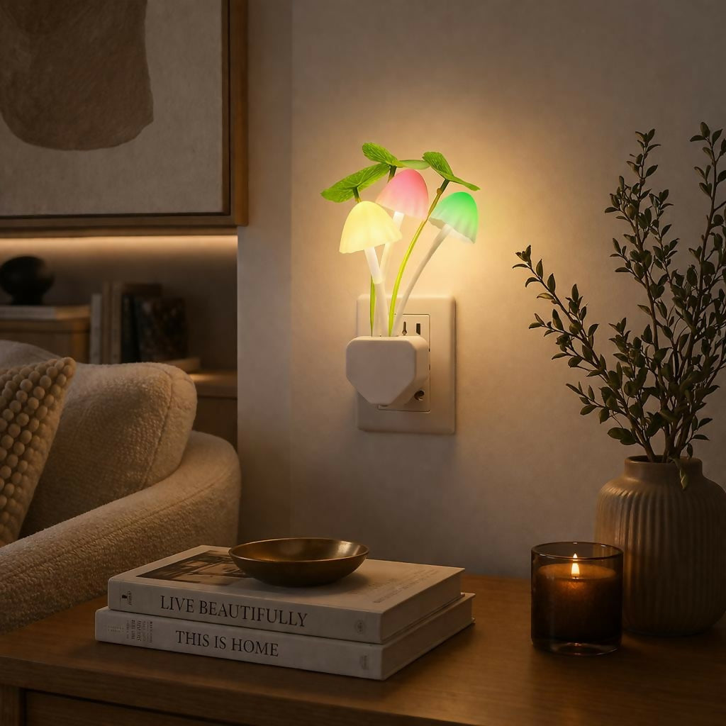 Mushroom LED Night Light Plug-In Soft Glow Decorative Lamp