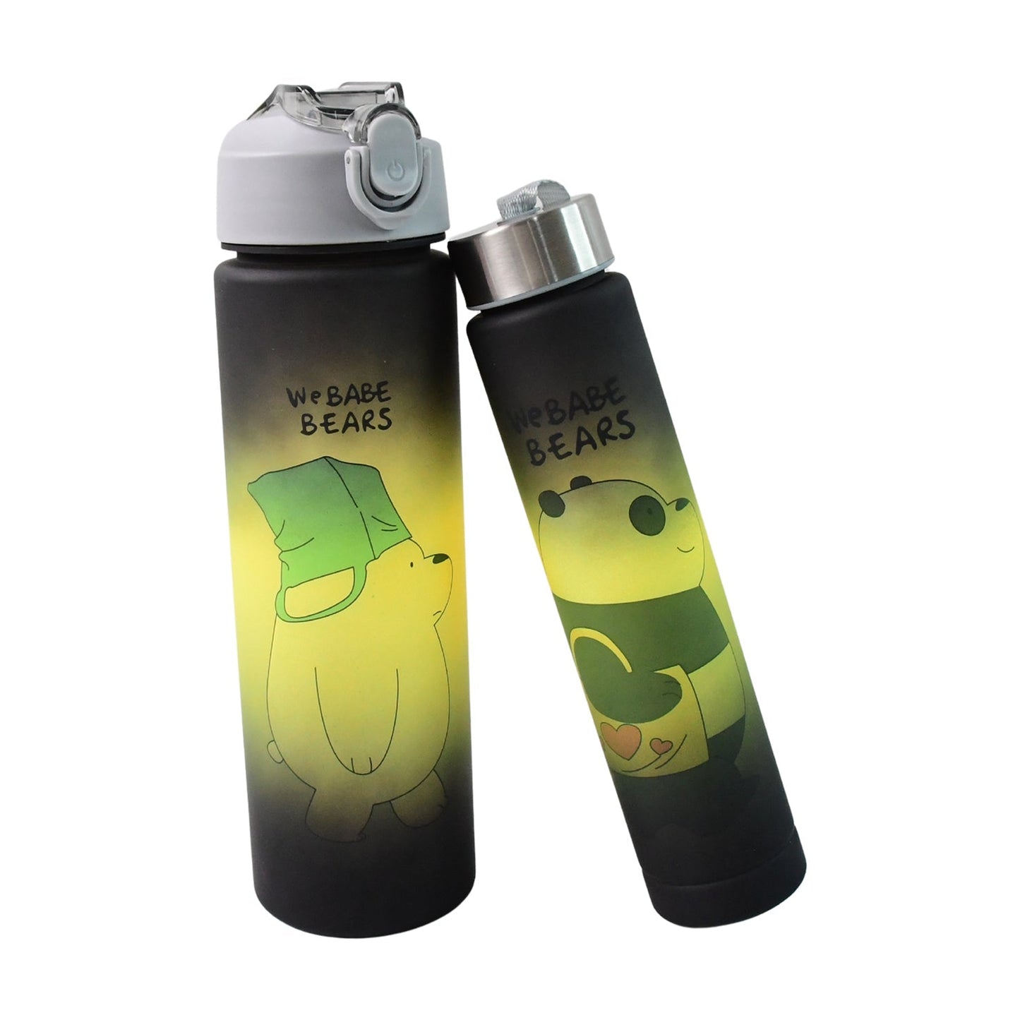 Cartoon Printed Water Bottles â€“ 900 ml & 300 ml (2 Pc)