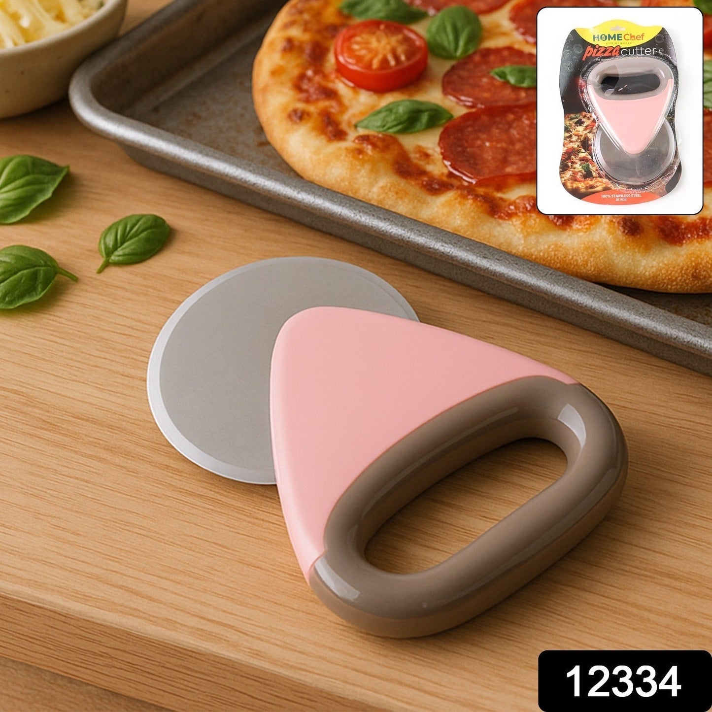 HomeChef Ergonomic Pizza Cutter with Stainless Steel Rotating Blade (1 Pc)
