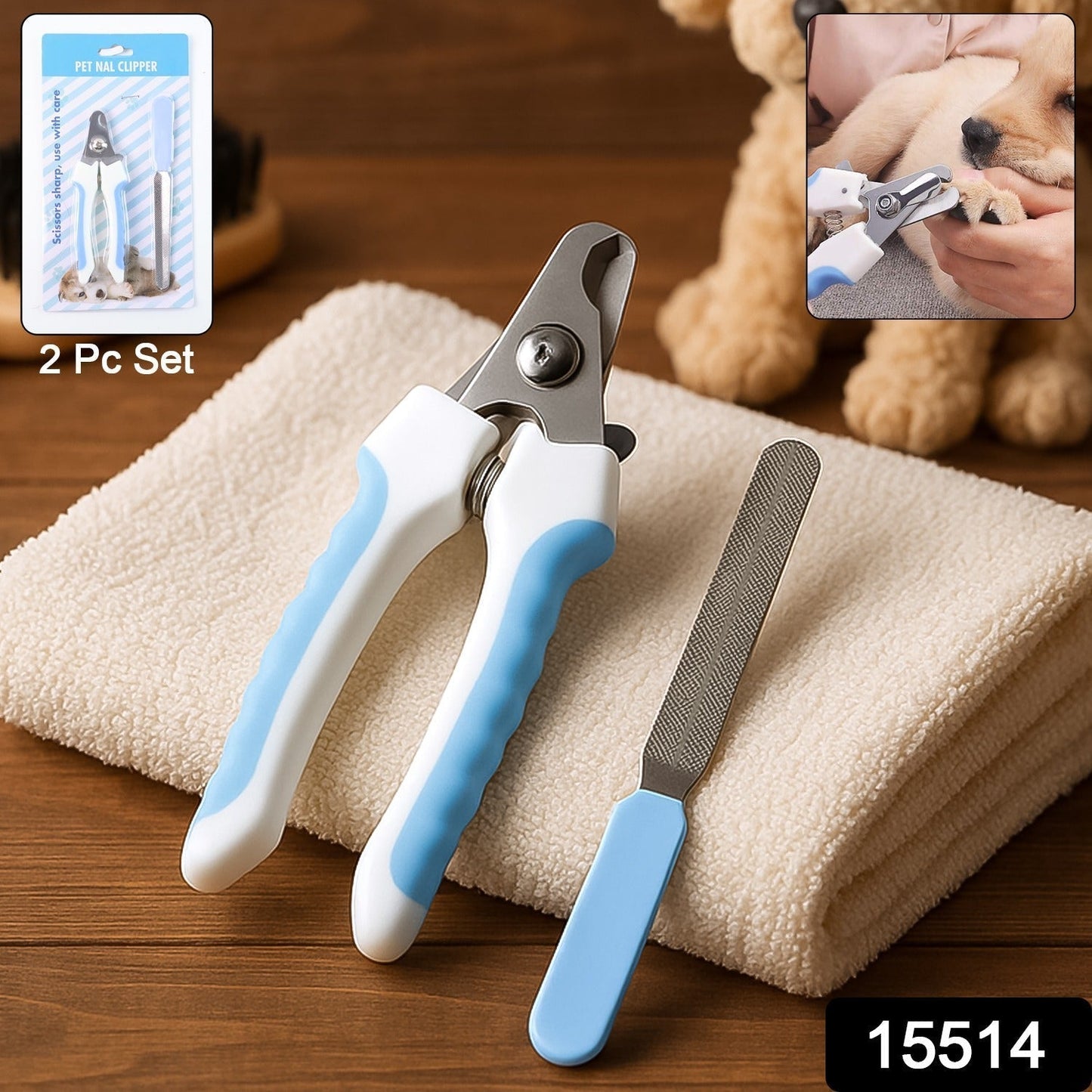 Pet Nail Clipper and Nail File Grooming Kit for Dogs and Cats (Mix Color / 2 Pc)