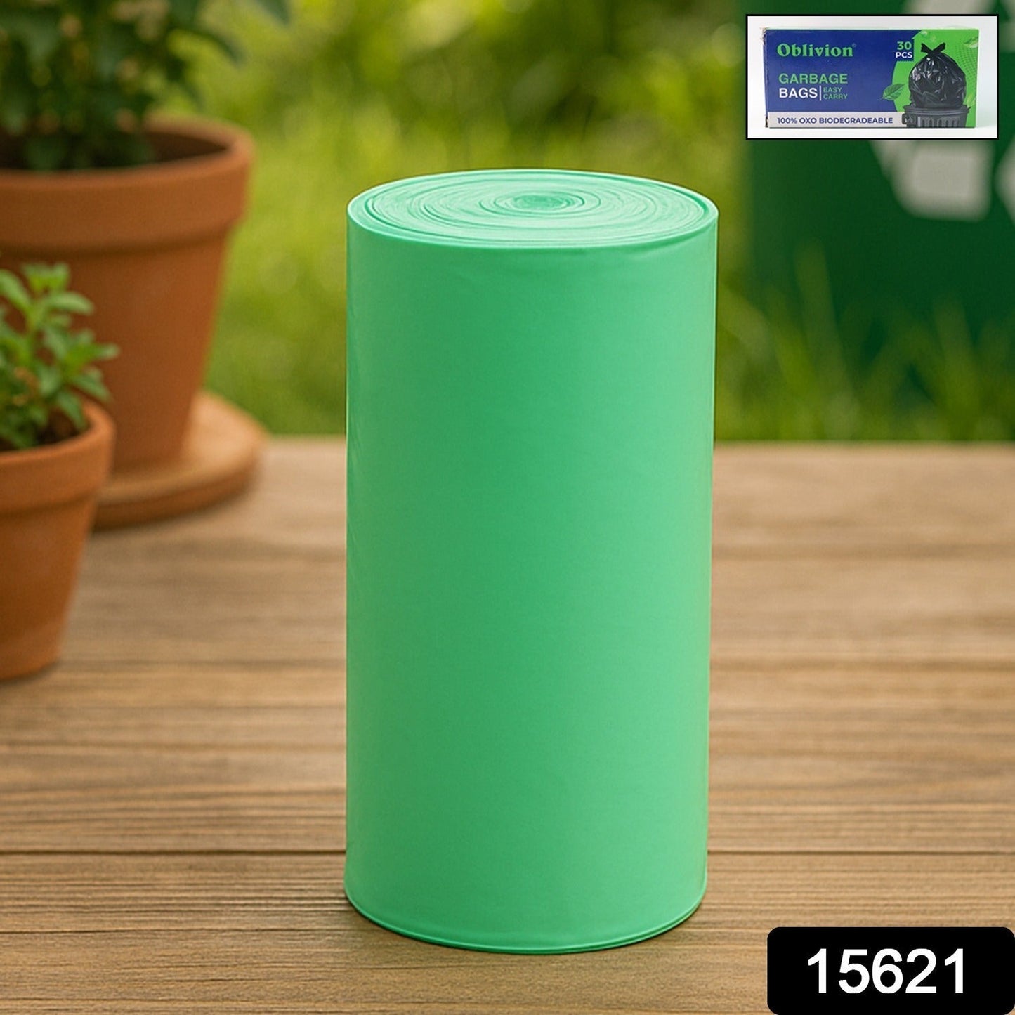 Green Compostable Corn Starch Garbage Bags (17" x 19")