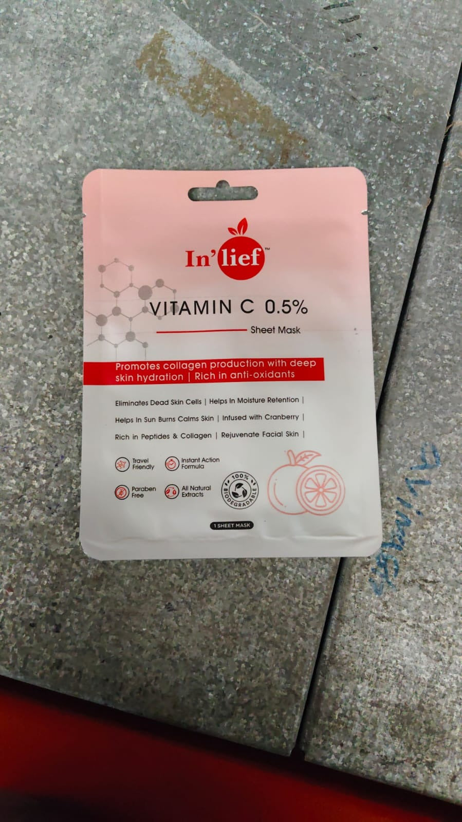 Inâ€™lief Vitamin C 0.5% Hydrating & Brightening Facial Sheet Mask (1 Pc)