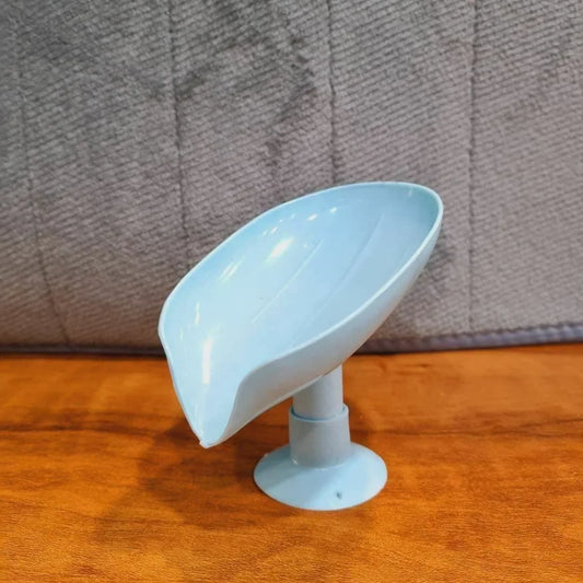 Self-Draining Leaf Shape Soap Holder | Decorative Bar Soap Dish with Suction Base