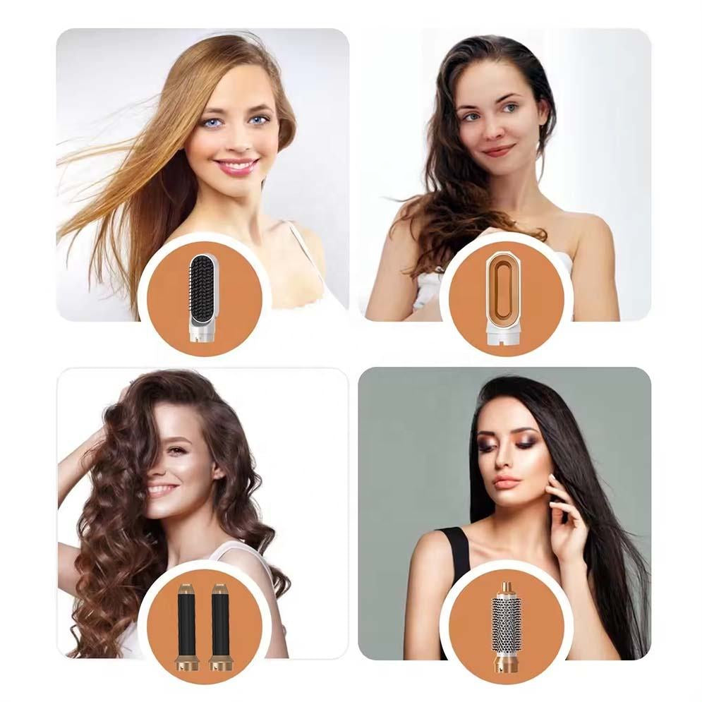 ZENTek 6-in-1 Multi-Styler Complete Hair Styling Kit with Coanda Airflow Technology | Professional Hair Dryer, Volumizer, Soft Smooth Brush & Air Curling Iron Set for Frizz-Free Styling (White & Gold)