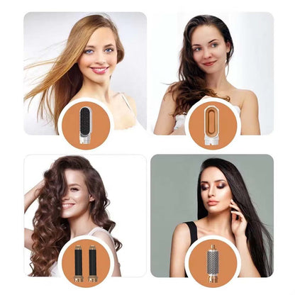 ZENTek 6-in-1 Multi-Styler Complete Hair Styling Kit with Coanda Airflow Technology | Professional Hair Dryer, Volumizer, Soft Smooth Brush & Air Curling Iron Set for Frizz-Free Styling (White & Gold)