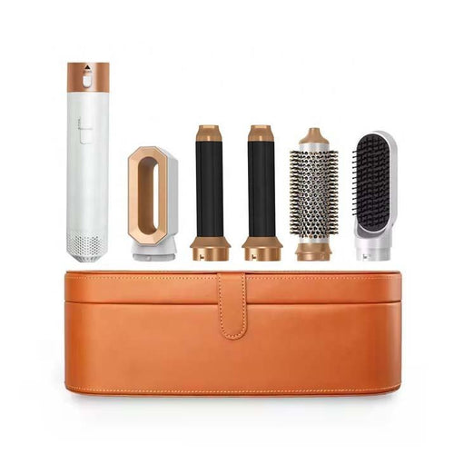 ZENTek 6-in-1 Multi-Styler Complete Hair Styling Kit with Coanda Airflow Technology | Professional Hair Dryer, Volumizer, Soft Smooth Brush & Air Curling Iron Set for Frizz-Free Styling (White & Gold)