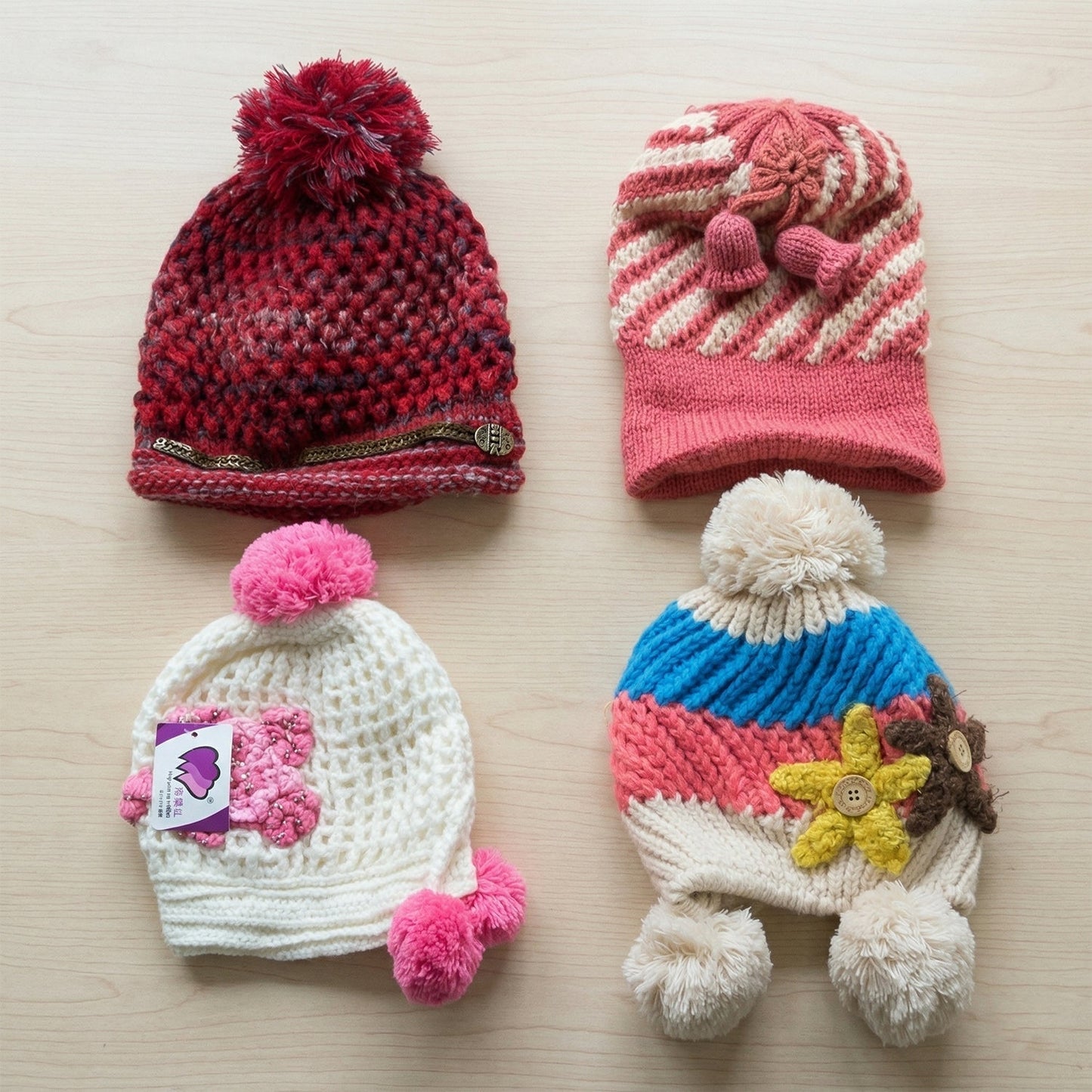 Cute Winter Woolen Knitted Caps for Men & Women (1 Pc, Mix Design)