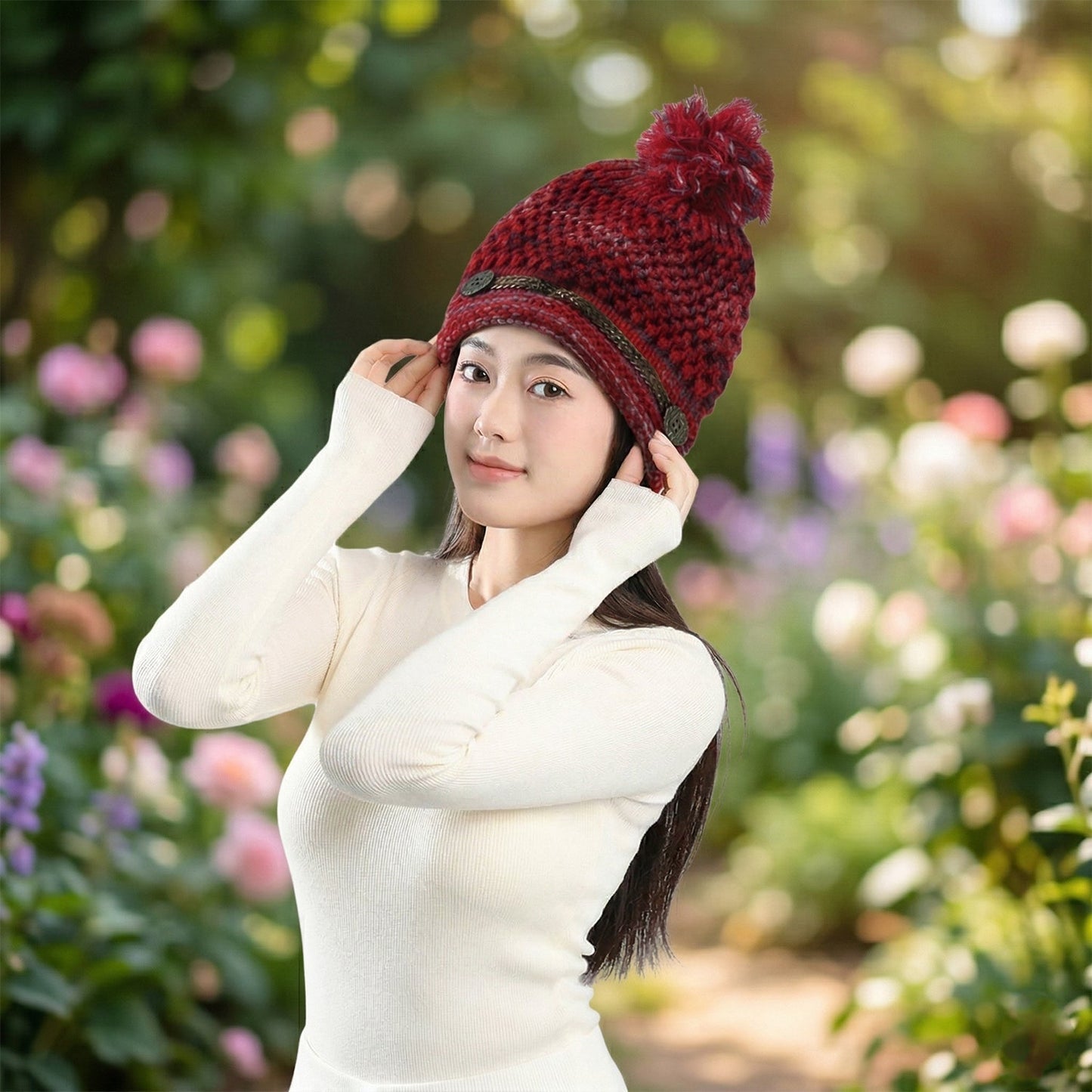 Cute Winter Woolen Knitted Caps for Men & Women (1 Pc, Mix Design)
