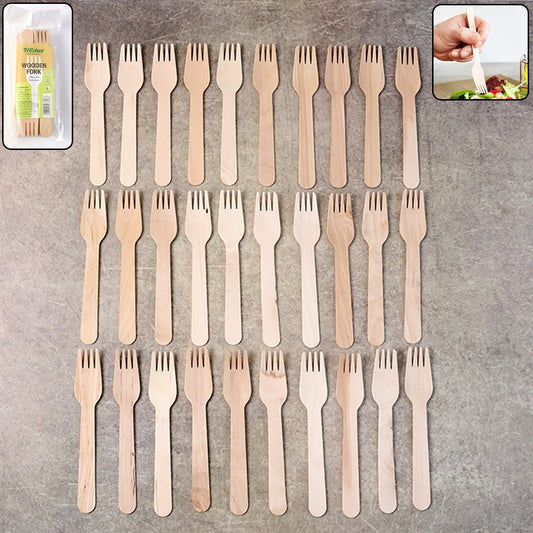 Freshee 160mm Wooden Fork â€“ 30 Pcs Pack