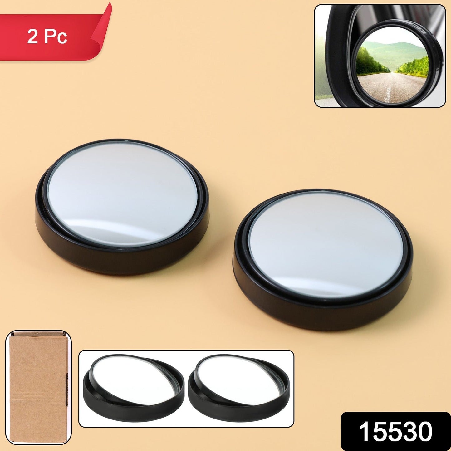 Car Blind Spot Convex Side Mirror Set (2 Pc / Mix Color)