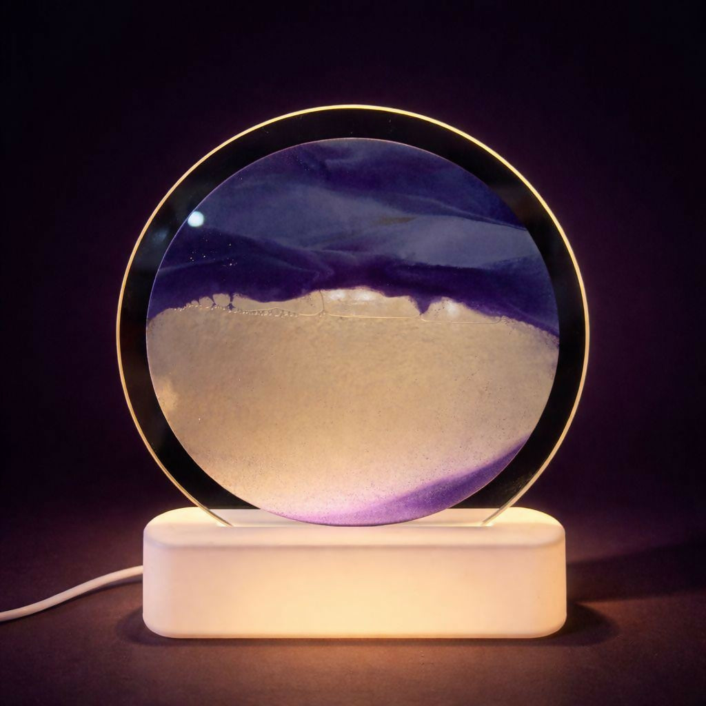 LED Round Static Lavender Sand Art Lamp | Ambient Decorative Night Light DÃ©cor