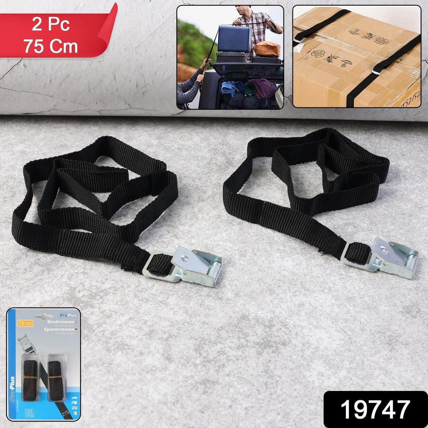 Heavy-Duty Luggage Tie Down Strap Set â€“ (2 Pc / 75 cm)