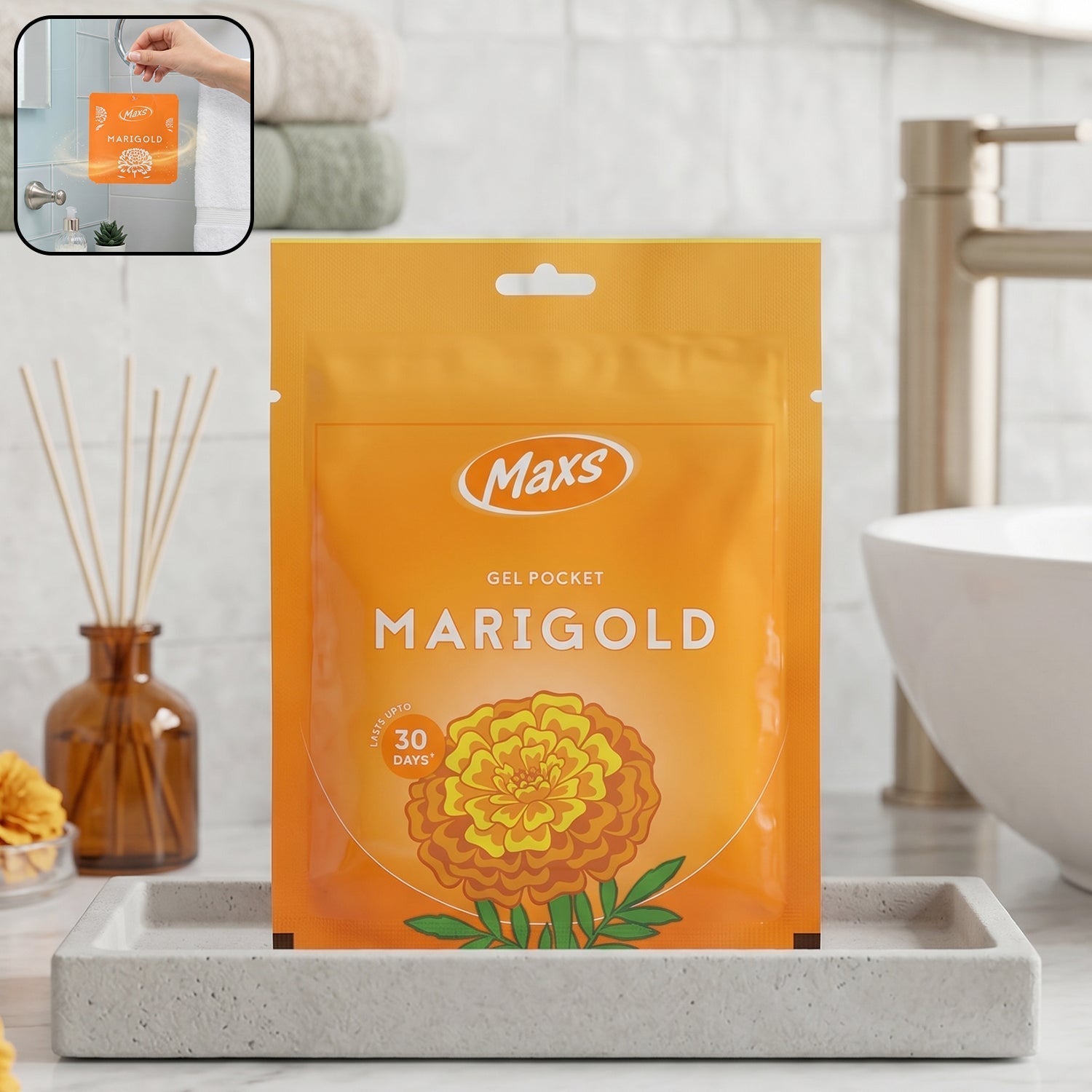 Maxs Marigold Gel Air Freshener Pocket Long Lasting 10 Gm