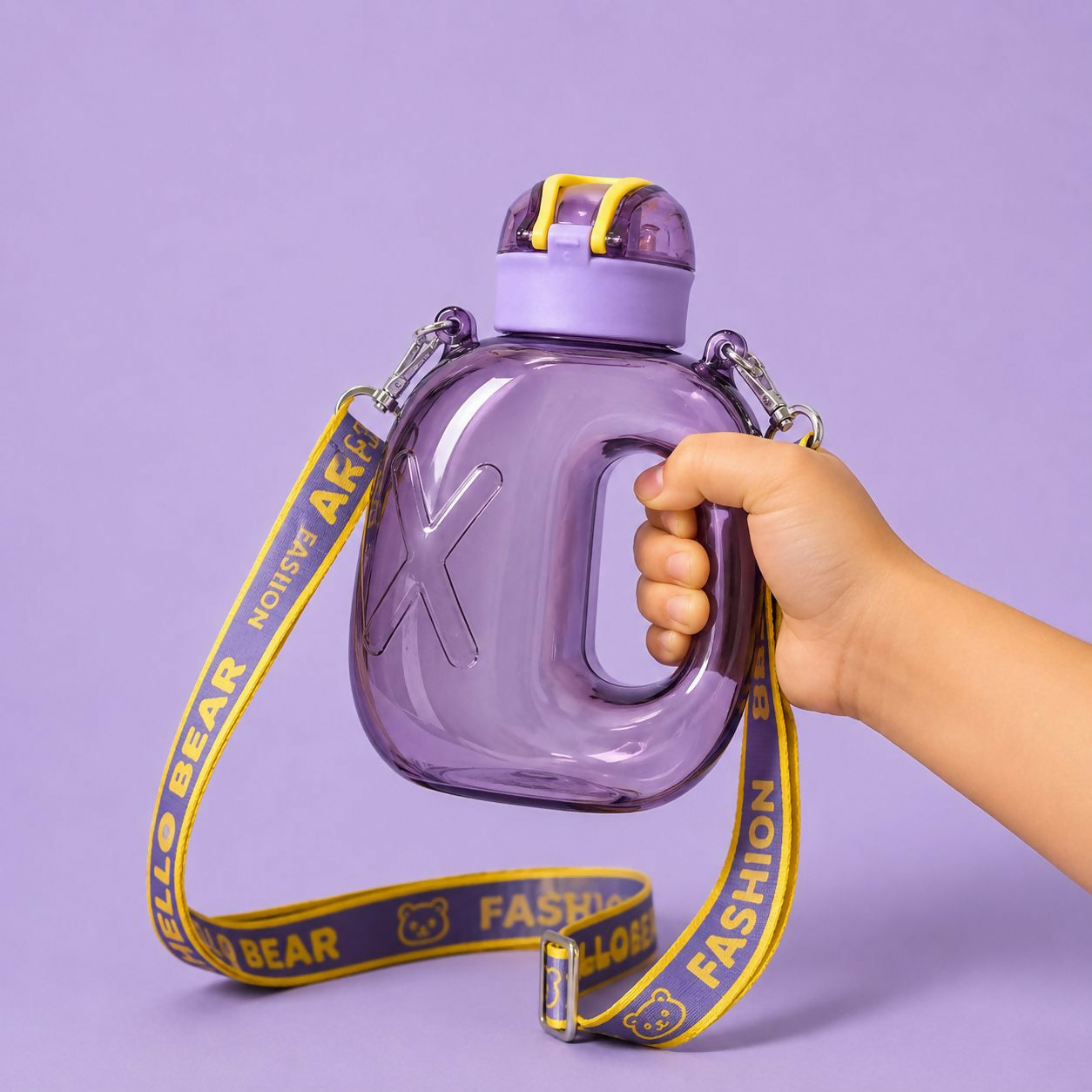 Purple 1200 ML Kids Water Bottle with Straw & Adjustable Carry Sling