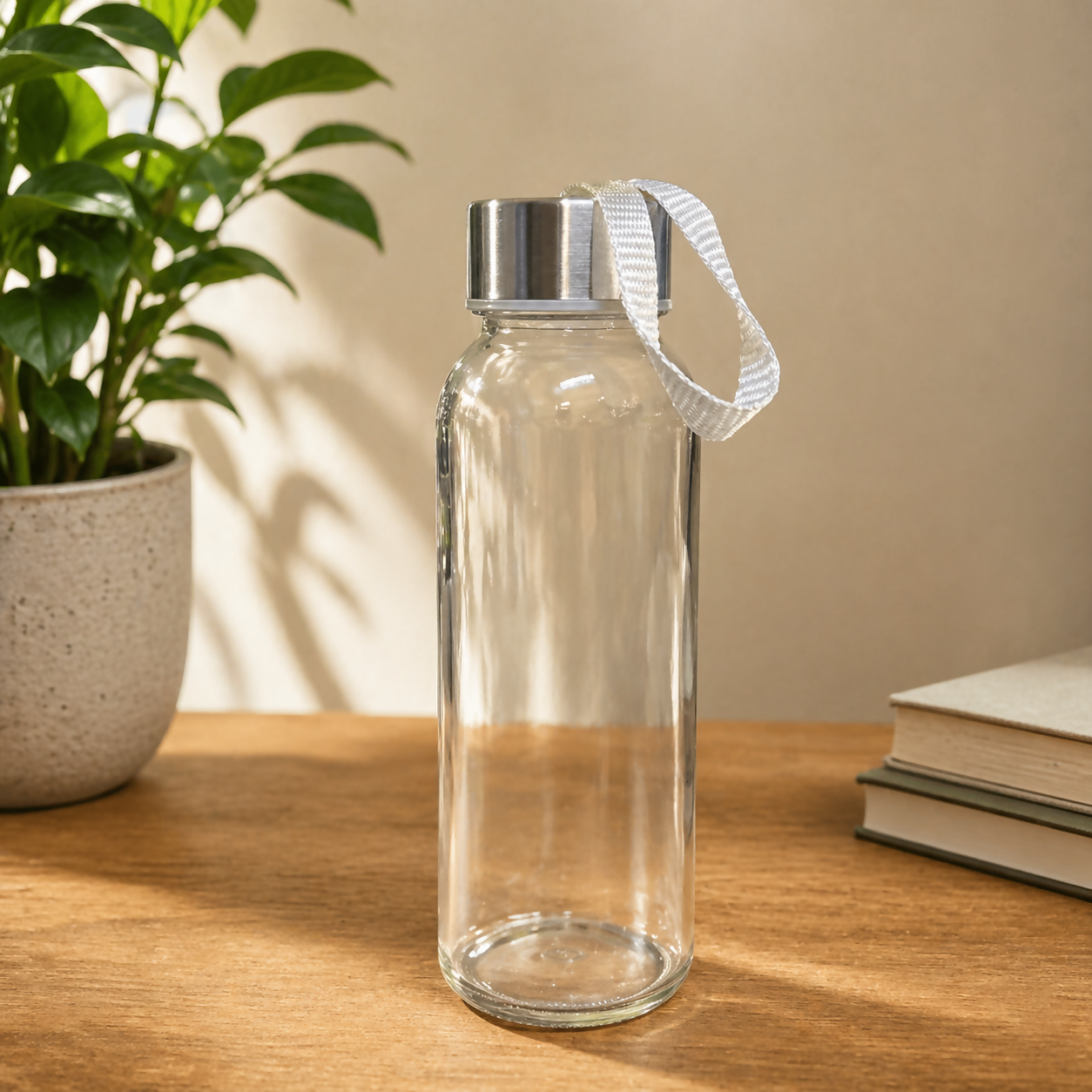 Glass Water Bottle with Sleeve Portable Drink Bottle with Strap (Mix Any One)