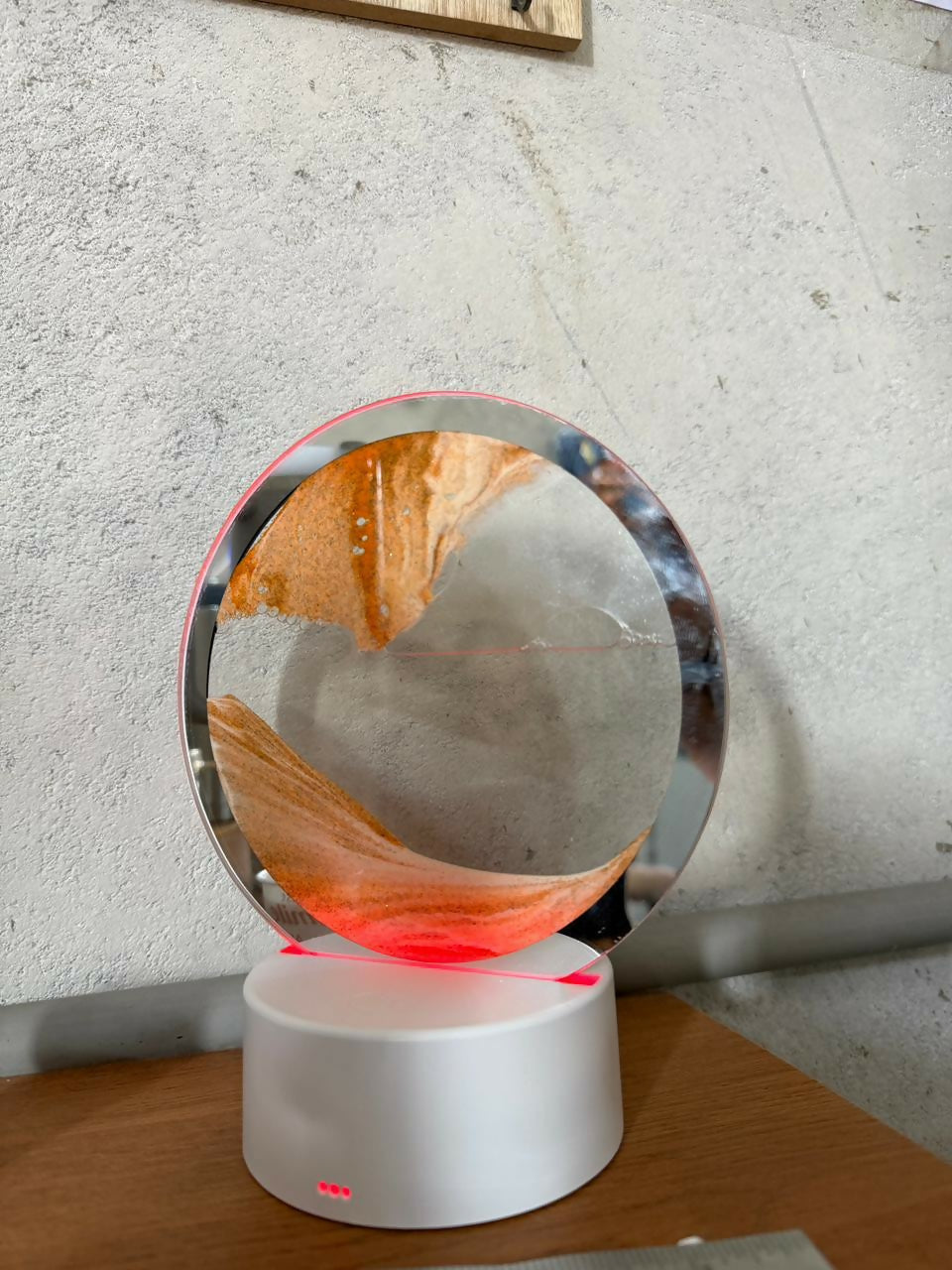 LED Round Static Orange Sand Art Lamp | Ambient Decorative Night Light DÃ©cor