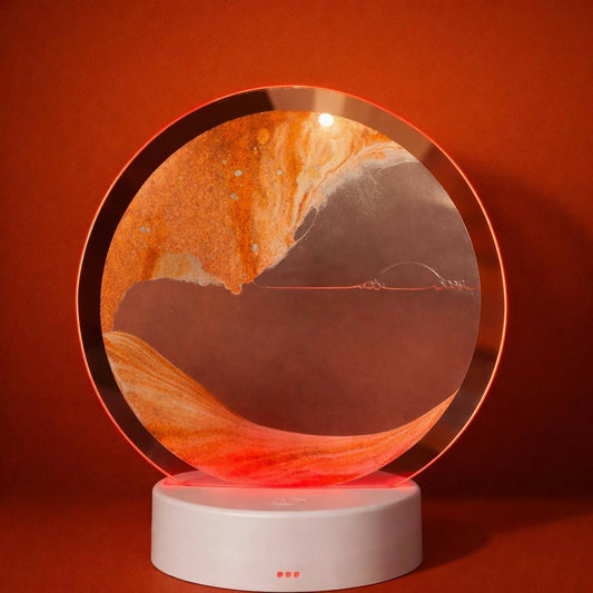 LED Round Static Orange Sand Art Lamp | Ambient Decorative Night Light DÃ©cor