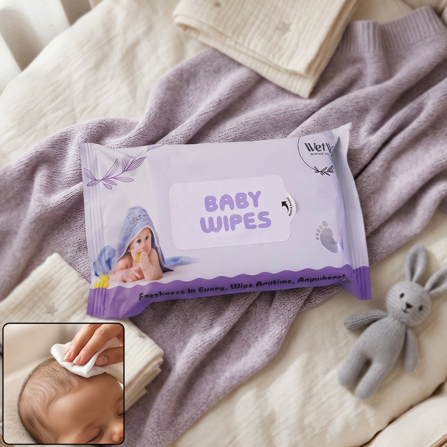 Travel Fresh Baby Wet Wipes Pack Gentle Soft Cleansing for Babies (1 Pack)