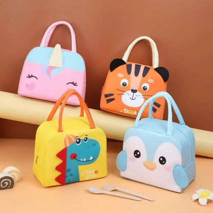 Small Reusable Insulated Lunch Bag – Cute Cartoon Thermal Lunch Tote for Kids & Office (1 PCS)