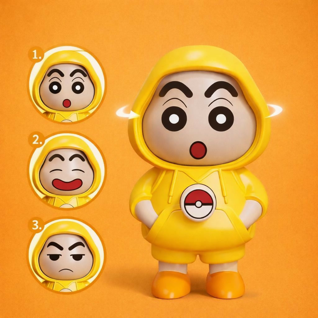 Cartoon Expression Toy with 3 Face Modes Cute Kids Desk Decor