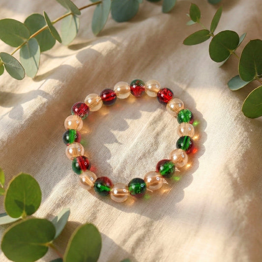 Multicolor Glossy Bead Stretch Bracelet  (1 Pc)