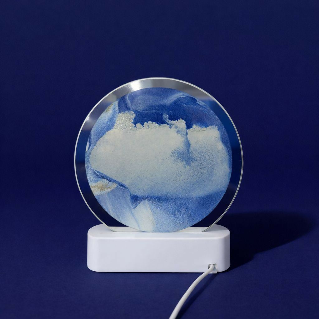 LED Round Static Blue Sand Art Lamp | Ambient Decorative Night Light Home DÃ©cor