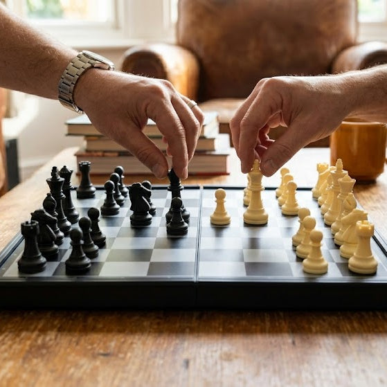 Magnetic Travel Chess Set (Medium/Large) | Folding Portable Board with High-Quality Magnetic Pieces