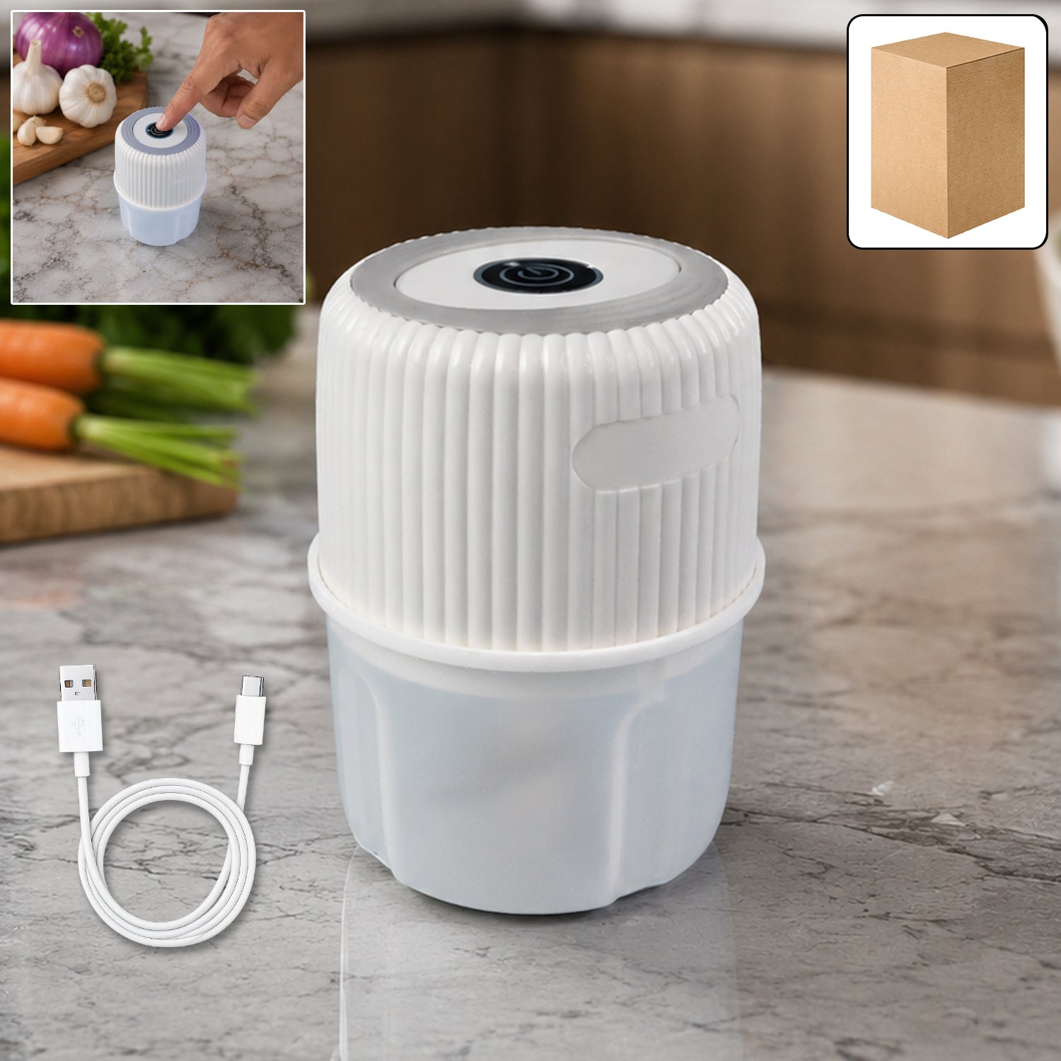 USB Rechargeable Mini Garlic Chopper Crusher (300 Ml)