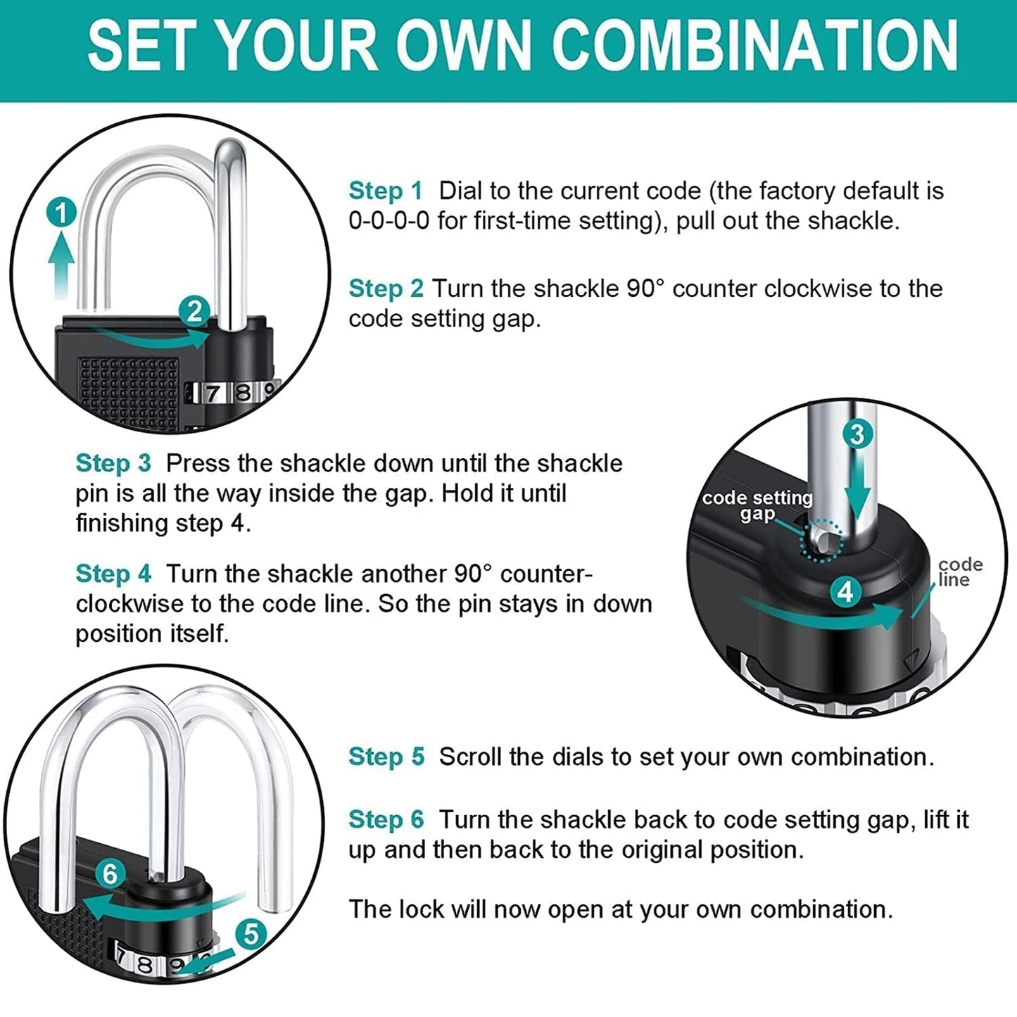 Heavy-Duty 4-Digit Resettable Combination Padlock (1 Pc)