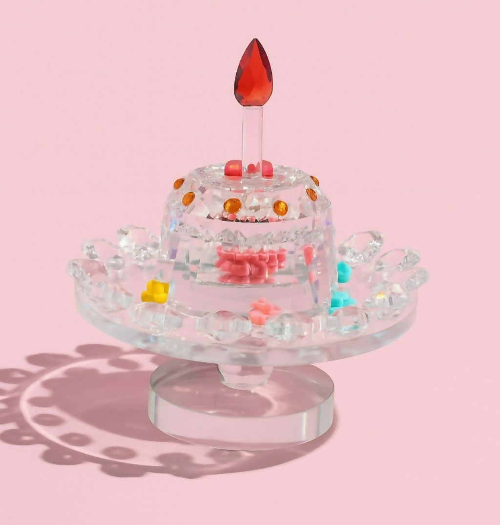 Rotating Crystal Cake Showpiece Decorative Table Centerpiece