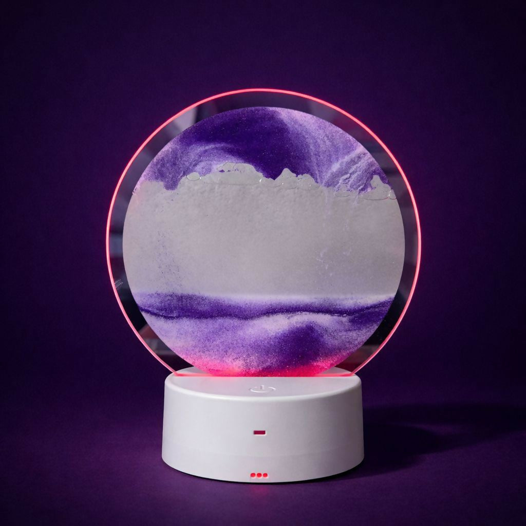 LED Round Static Purple Sand Art Lamp | Ambient Decorative Night Light DÃ©cor