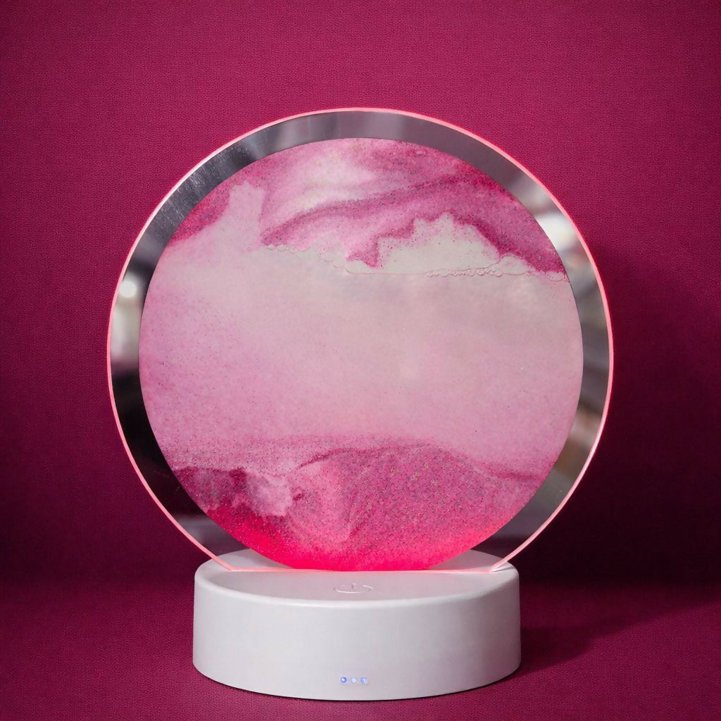LED Round Static Pink Sand Art Lamp | Ambient Decorative Night Light Home DÃ©cor
