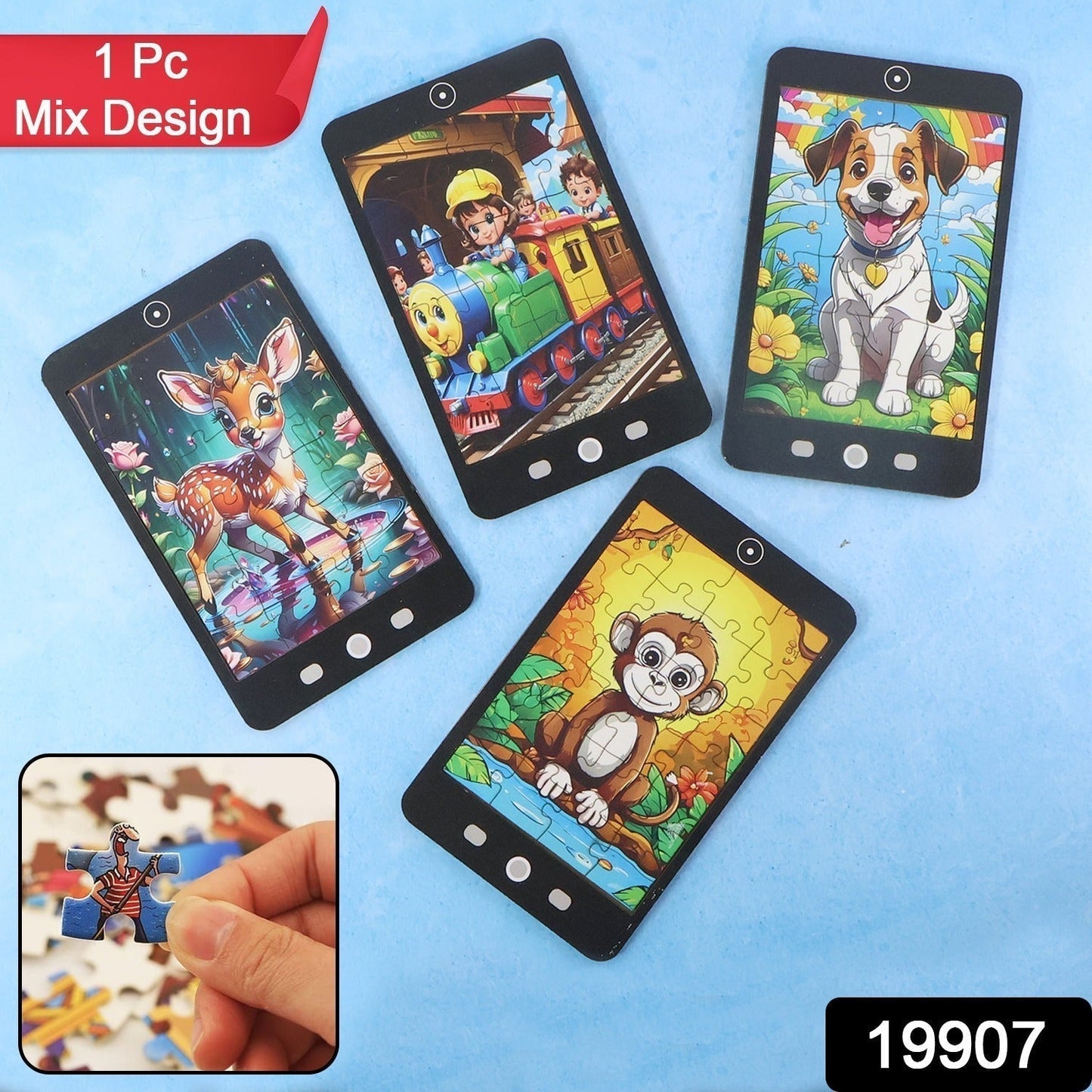 Kids Mini Cartoon Jigsaw Puzzle â€“ 1 Pc Mix Design