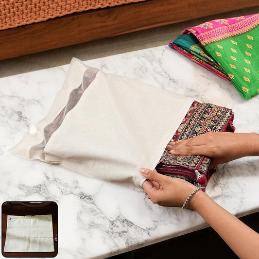 Zip Closure Saree Storage Bag (14.5?16.5 Cm, 1 Pc)