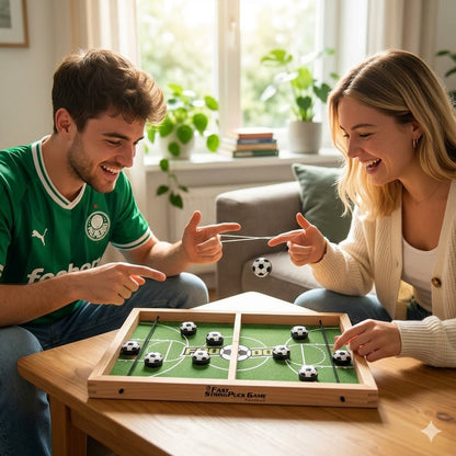 Fast String Puck Game - Football Edition | Portable Wooden Board Game for Kids & Adults