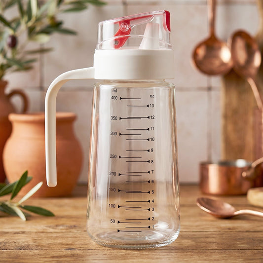 Glass Oil Dispenser Bottle with Auto-Flip Cap & Side Handle (500 ml / 1 Pc)