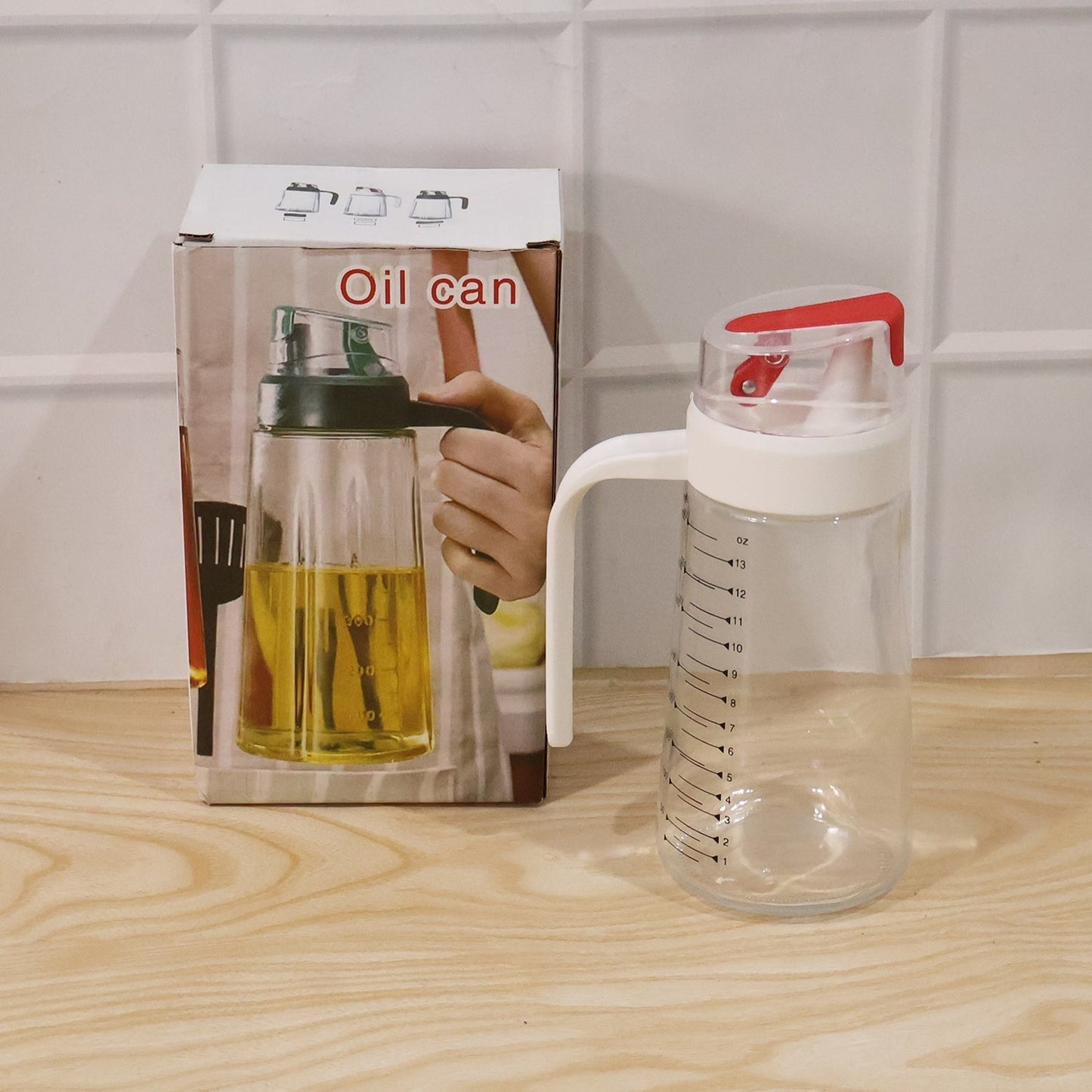 Glass Oil Dispenser Bottle with Auto-Flip Cap & Side Handle (500 ml / 1 Pc)