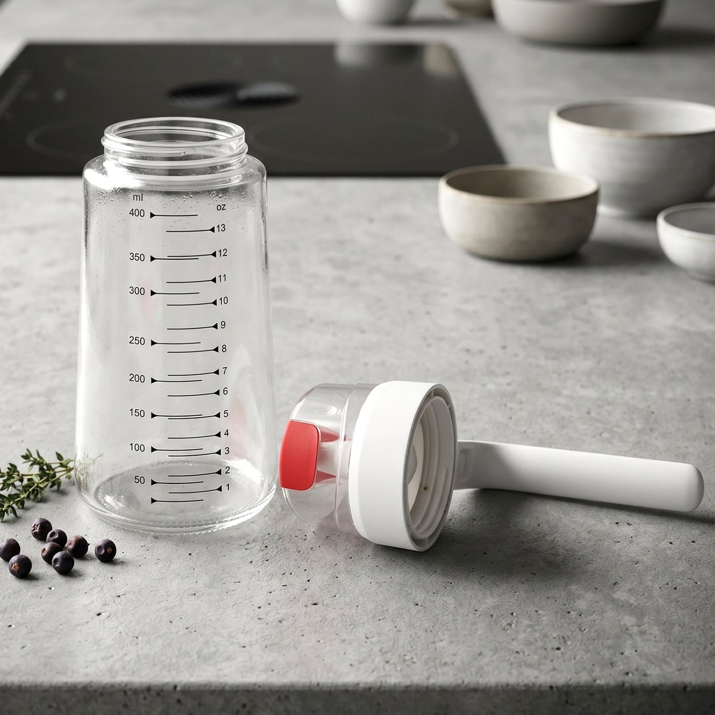 Glass Oil Dispenser Bottle with Auto-Flip Cap & Side Handle (500 ml / 1 Pc)